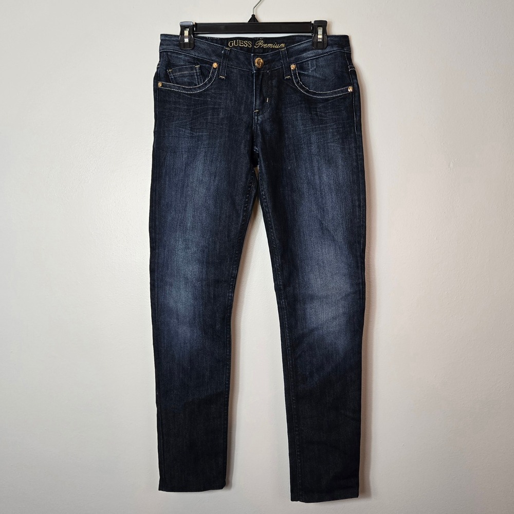 Guess Premium Starlet Skinny Jeans Dark Wash Low Rise Indigo‎ W Size 28 hemmed?